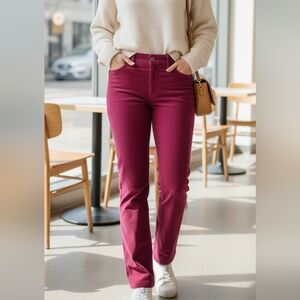 RAFFAELLO ROSSI Unique Burgundy Corduroy Pants US 8-10 Straigth Leg Mid Rise